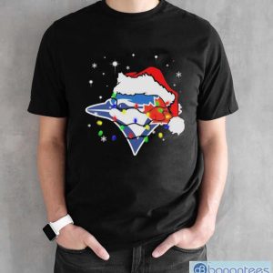 Santa Hat Toronto Blue Jays Logo Christmas Light Shirt - Black Unisex T-Shirt