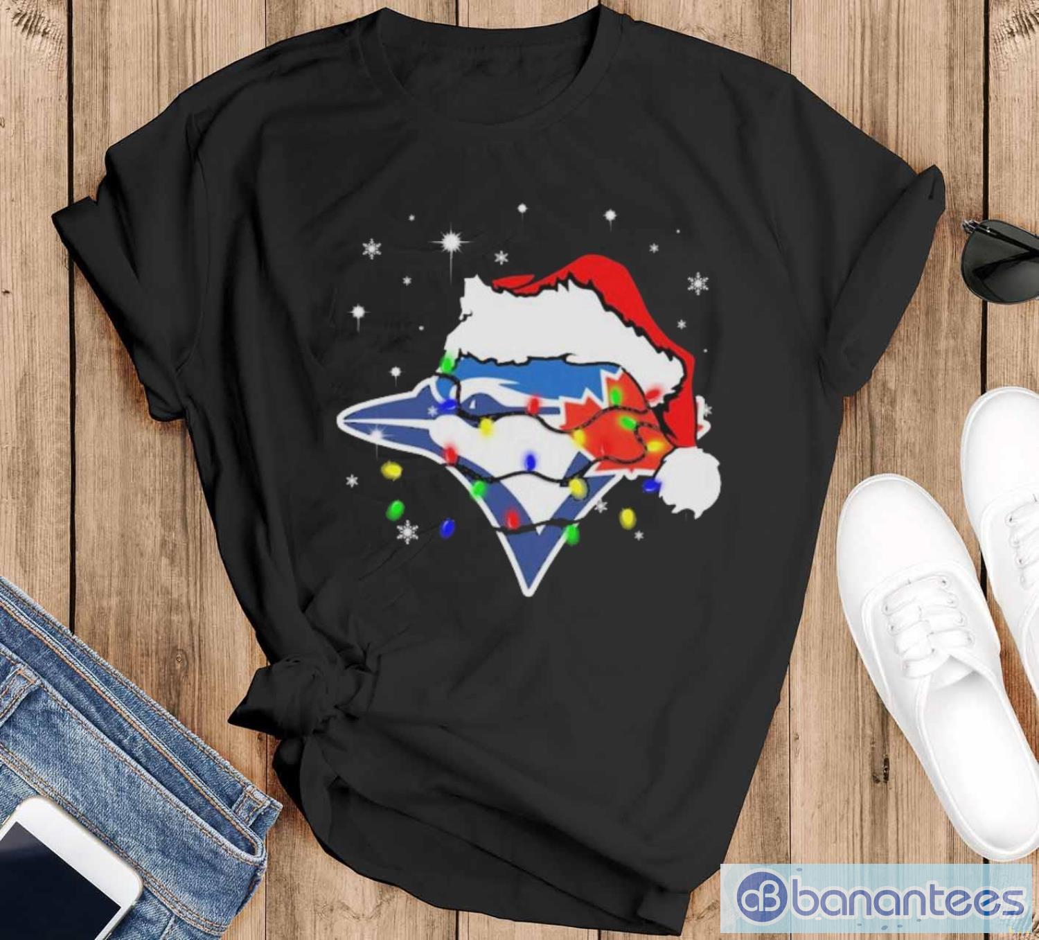 Santa Hat Toronto Blue Jays Logo Christmas Light Shirt - Banantees