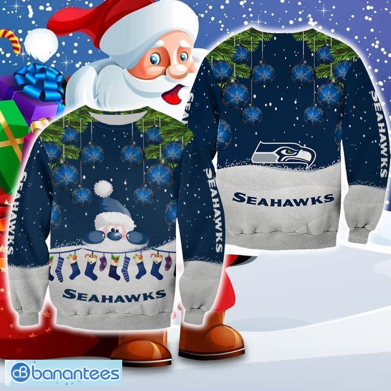 Seattle Seahawks Christmas Santa Ugly Sweater For Fans AOP Gift Holidays - Seattle Seahawks Christmas Santa Ugly Sweater For Fans AOP Gift Holidays