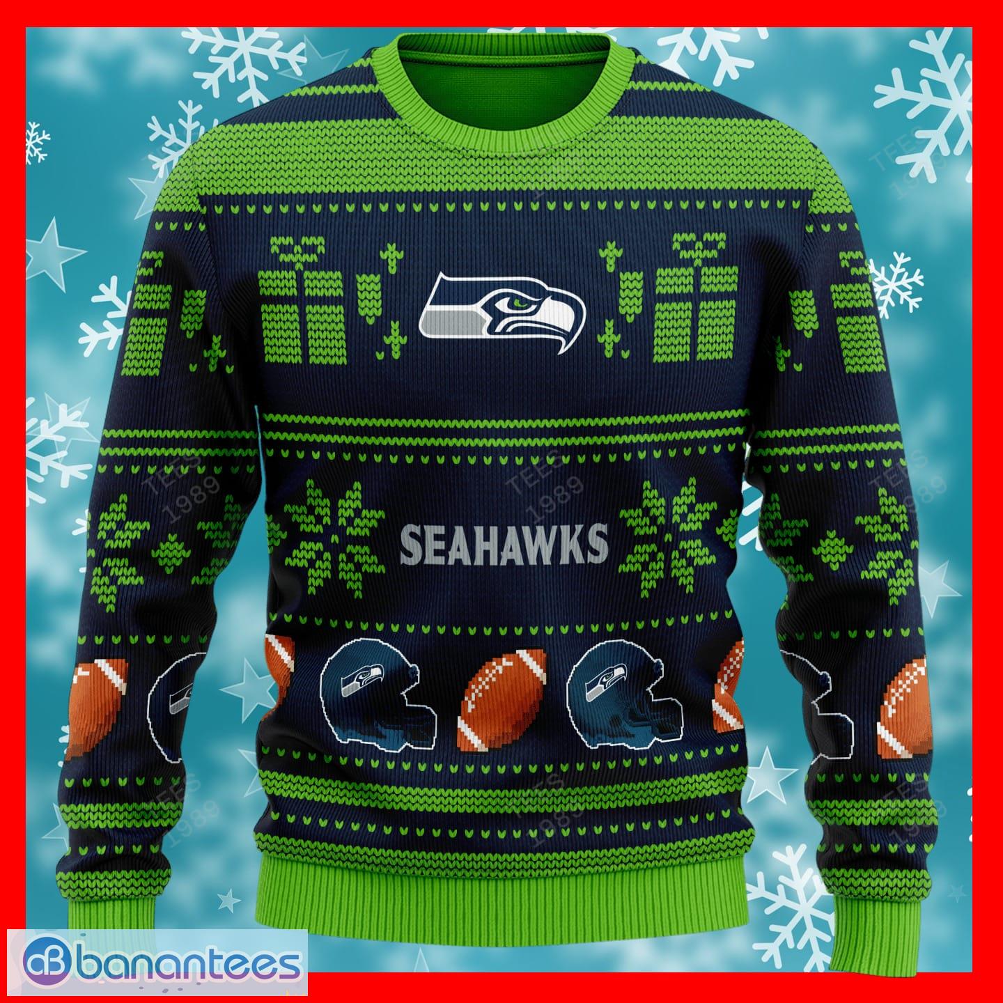 Seattle Seahawks NFL Football Knit Pattern Ugly Christmas Sweater - Tagotee