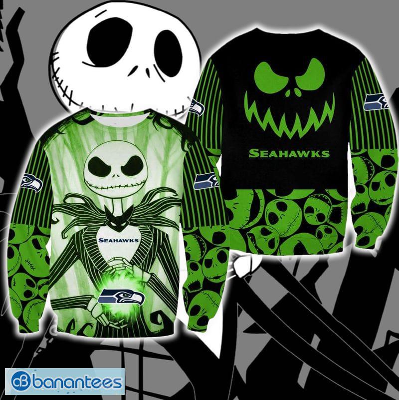 Seattle Seahawks Jack Skellington Happiness Christmas Ugly Sweater Halloween For Men And Women - Seattle Seahawks Jack Skellington Happiness Christmas Ugly Sweater Halloween For Men And Women