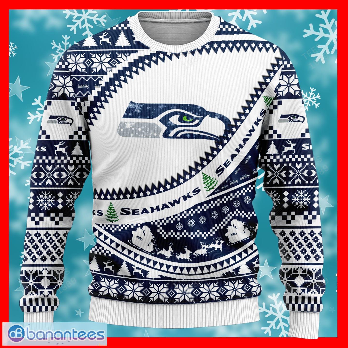 NFL Seattle Seahawks Turtleneck 3D Knitted Christmas Sweater Custom Number  And Name - YesItCustom