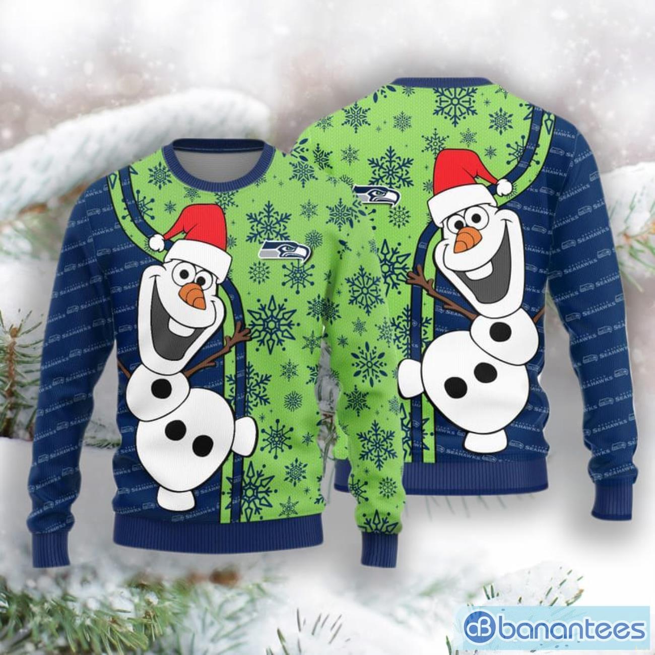 Seattle Seahawks Olaf Christmas Funny 3D Sweater Product Photo 1