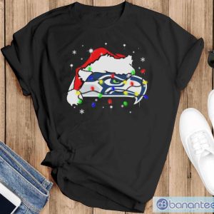 Seattle Seahawks Santa Hat Christmas Light Shirt - Banantees