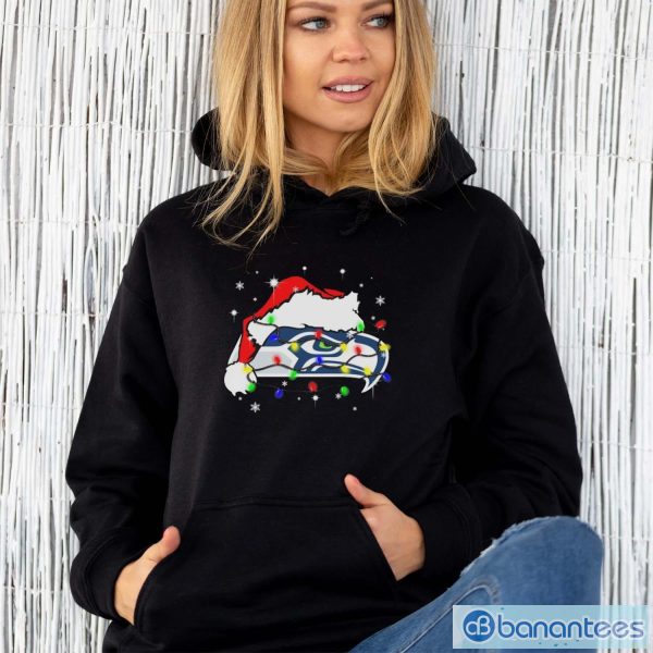 Seattle Seahawks Santa Hat Christmas Light Shirt - Unisex Hoodie
