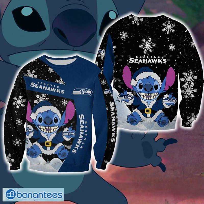 Santa Stitch Winter Lilo And Stitch Disney AOP Print Christmas Ugly Sweater  For Men Women - Banantees