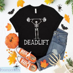 Skeleton Dead Lift Funny Halloween Lifting Weights Vintage T-Shirt Sweatshirt Hoodie Unisex Halloween Party Gift Product Photo 1