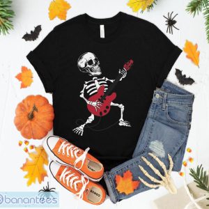 Skeleton Playing Guitar Electric Acoustic Classical T-Shirt Sweatshirt Hoodie Unisex Halloween Party Gift Product Photo 1