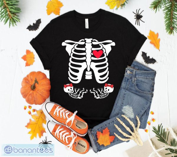 Skeleton Pregnancy Shirt Girl Twins X-Ray Pregnant Halloween T-Shirt Sweatshirt Hoodie Unisex Halloween Party Gift Product Photo 1