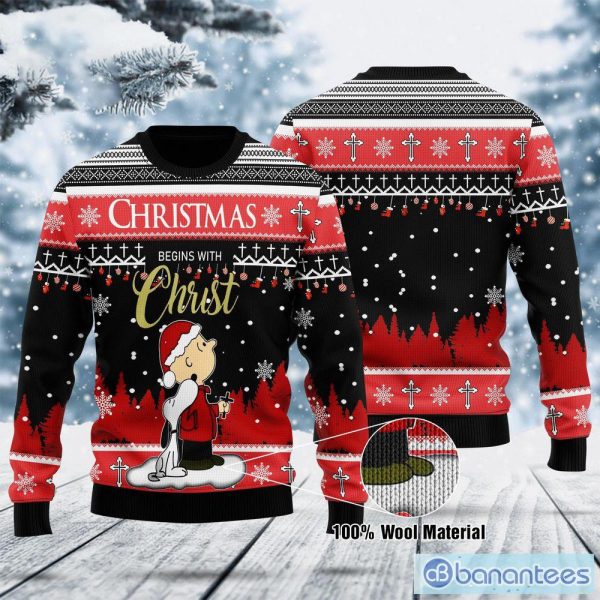 Snoopy And Charlie Brown Begins With Christ Sweater New AOP Gift For Men And Women Christmas - Snoopy And Charlie Brown Begins With Christ Sweater New AOP Gift For Men And Women Christmas