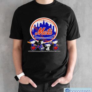 Snoopy And Peanuts New York Mets Shirt - Black Unisex T-Shirt