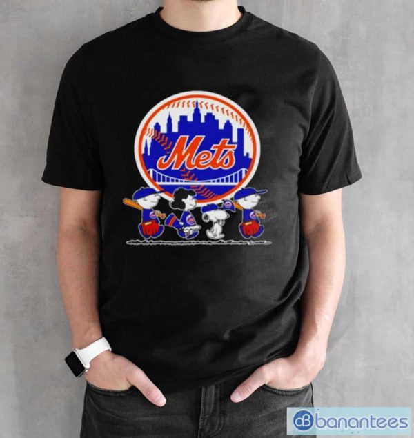 Snoopy And Peanuts New York Mets Shirt - Black Unisex T-Shirt