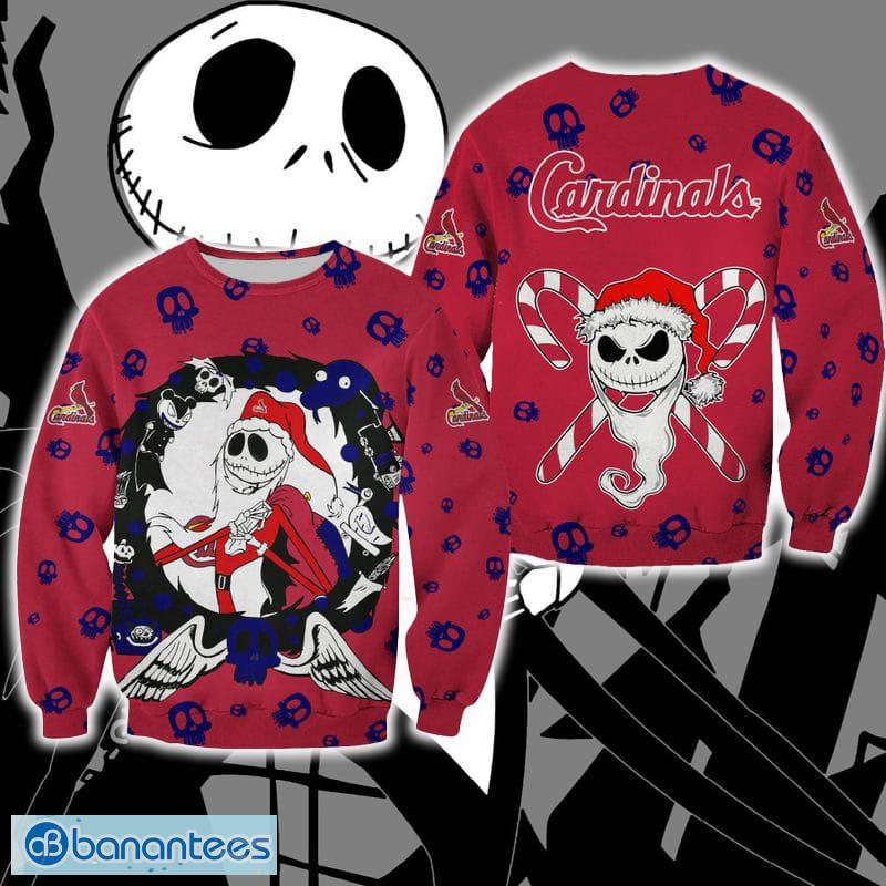 St. Louis Cardinals Christmas Jack Skellington Sleigh Christmas Ugly Sweater Halloween For Men And Women - St. Louis Cardinals Christmas Jack Skellington Sleigh Christmas Ugly Sweater Halloween For Men And Women