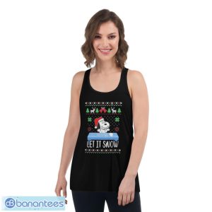 Snoopy Hat Santa Let It Snow Ugly Christmas Sweatshirt - Women's Flowy Racerback Tank