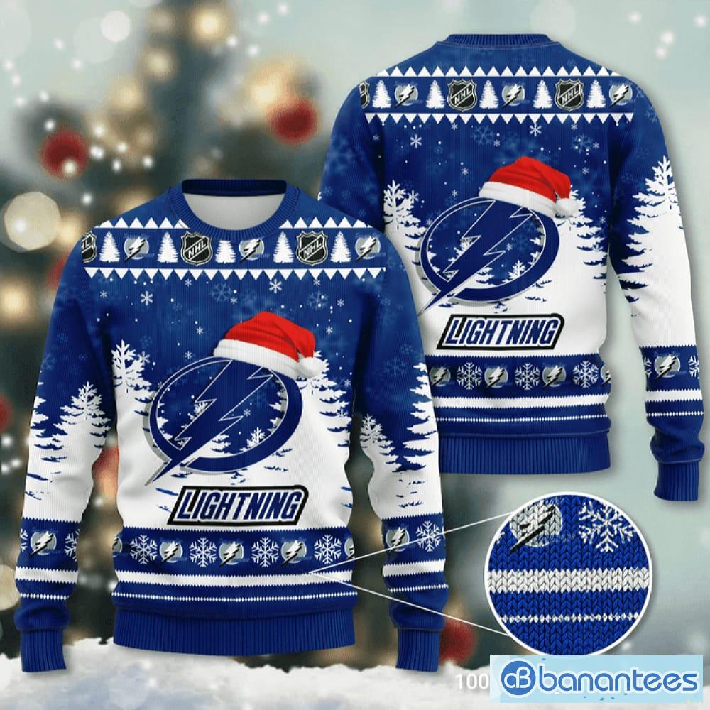 Tampa Bay Lightning NHL Christmas Santa Hat AOP Print 3D Ugly Sweater