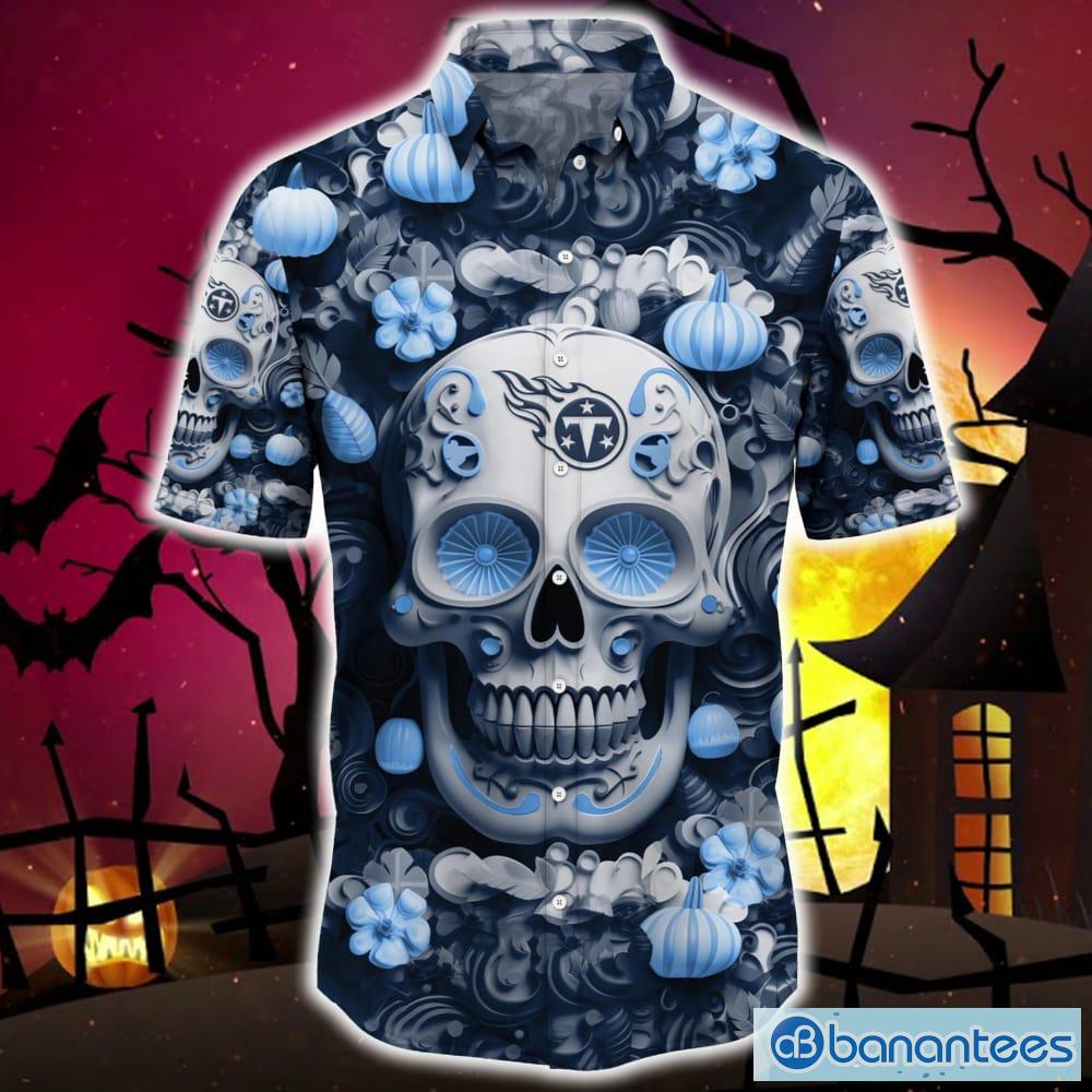 Tennessee Titans Skull And Flower Halloween Hawaiian Shirt For Men And  Women - Banantees