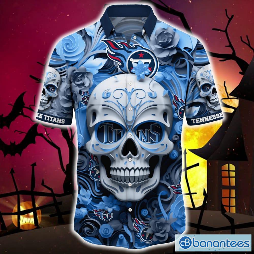 Tennessee Titans Skull And Flower Halloween Hawaiian Shirt For Men And  Women - Banantees