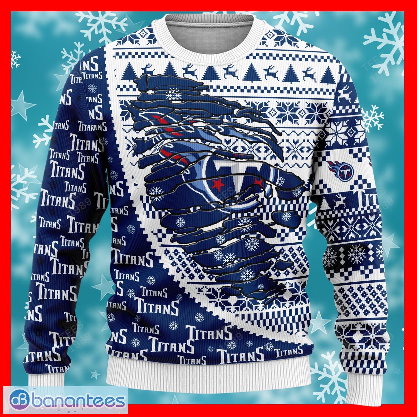 Tennessee Titans Logo Knitted Ball Snowfalke Pattern Ugly Christmas Sweater  - Banantees