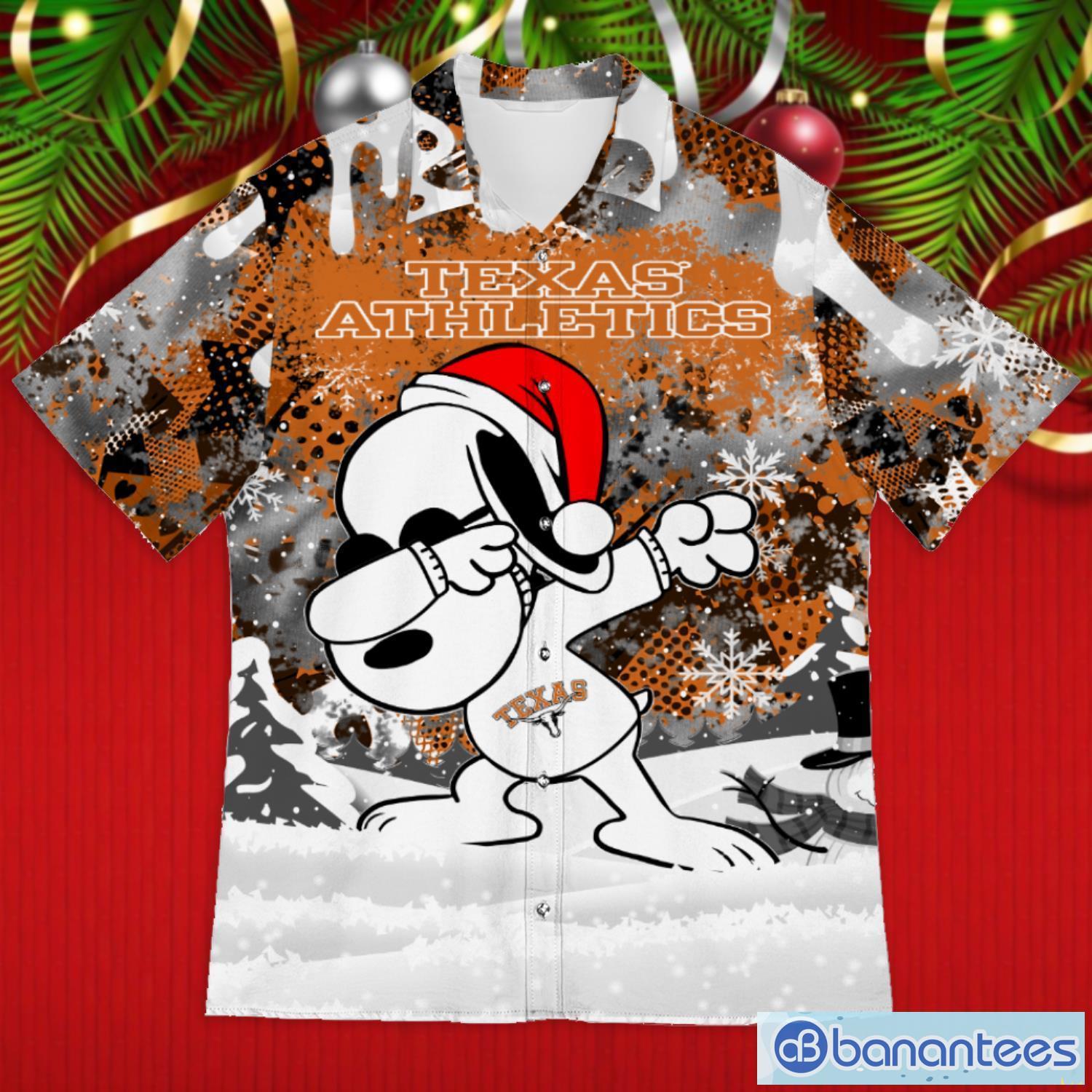 Texas Longhorns Snoopy Dabbing The Peanuts 2023 Christmas Gift Hawaiian Shirt Product Photo 1