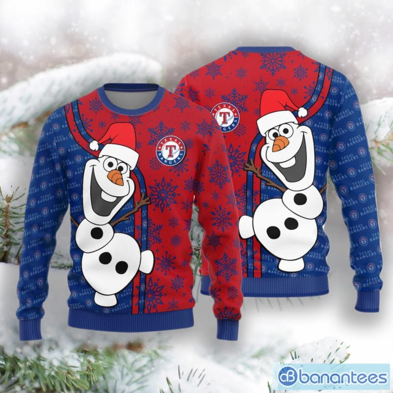 Texas Rangers Olaf Christmas Funny 3D Sweater Product Photo 1