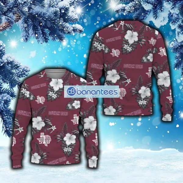Texas Southern Tigers Tropical Hibicus Flowers 3D Sweater For Men And Women Gift Fans Christmas - Texas Southern Tigers Tropical Hibicus Flowers 3D Sweater For Men And Women Gift Fans Christmas