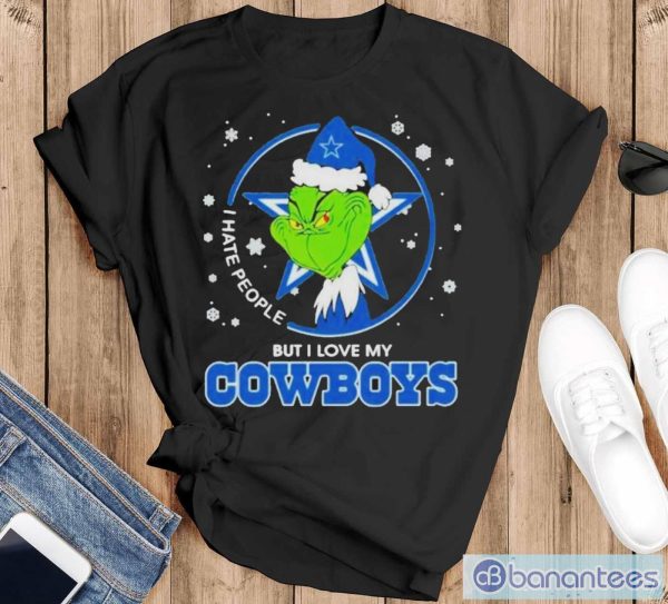 The Grinch Hate People But I Love My Dallas Cowboys Nfl 2023 Shirt - Black T-Shirt