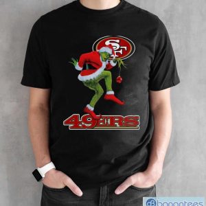 The Grinch Santa San Francisco 49ers Christmas shirt - Black Unisex T-Shirt