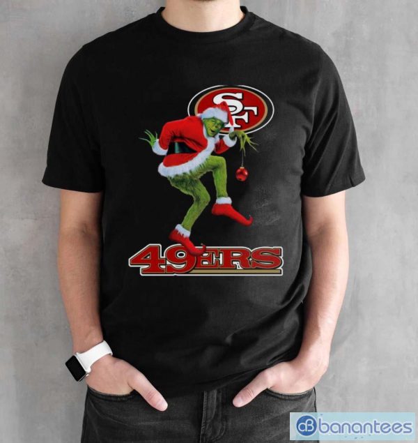 The Grinch Santa San Francisco 49ers Christmas shirt - Black Unisex T-Shirt