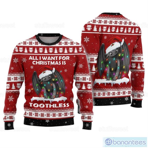 Toothless Sweater, All I Want For Christmas is Toothless Ugly Sweater Christmas Christmas Gift For Men And Women Party Holiday Product Photo 1