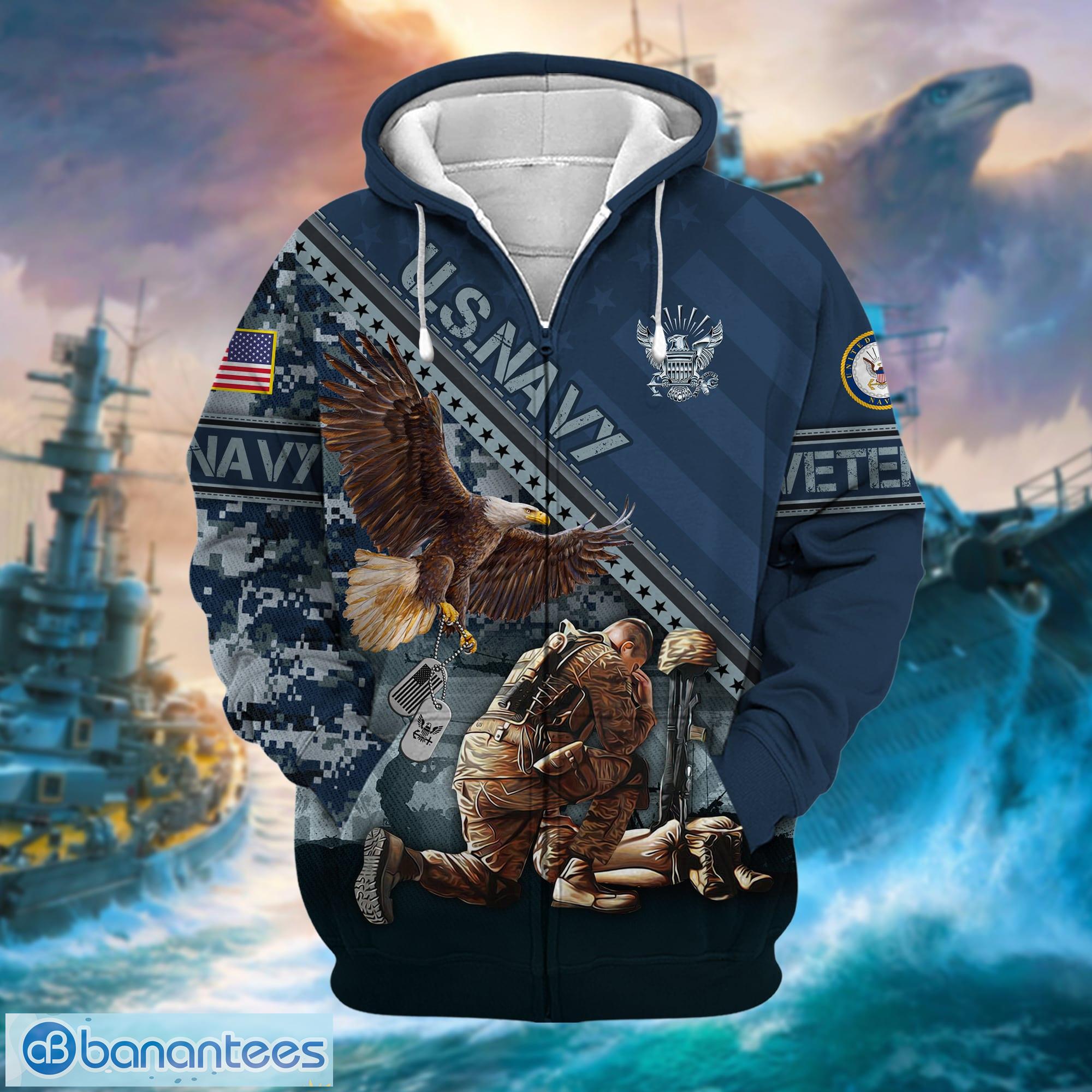 US Navy Proudly Served US Veteran Travel Zip Hoodie - Banantees