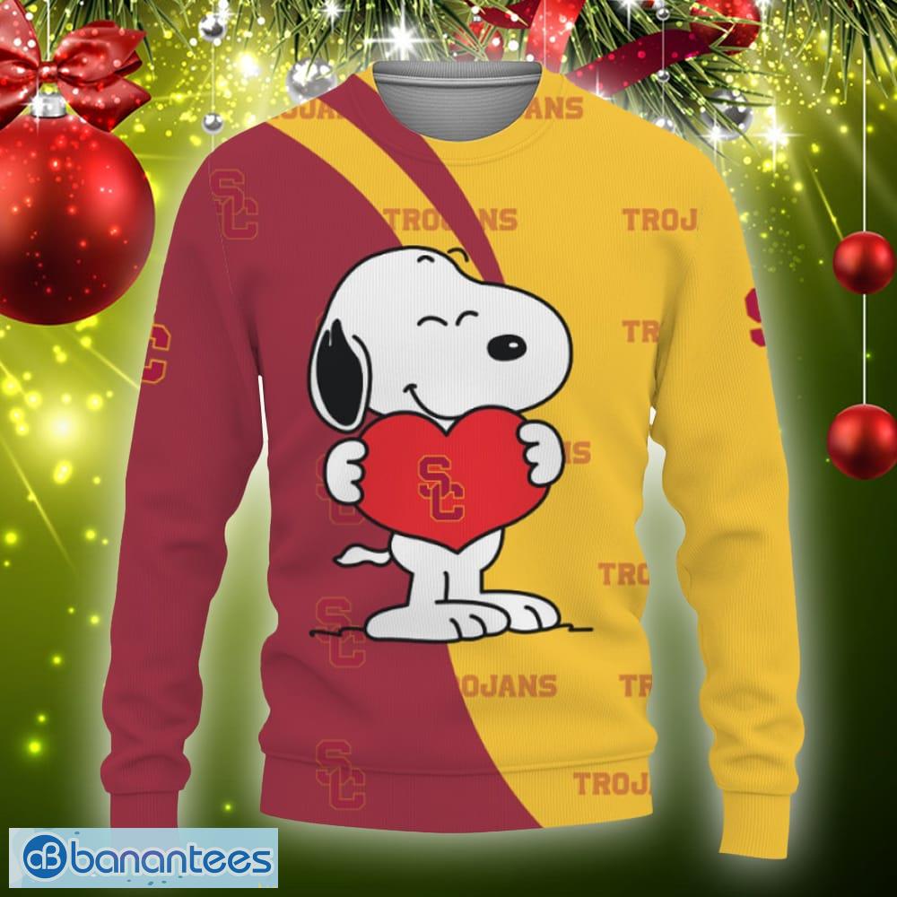 USC Trojans Snoopy Cute Heart American Sports Team Knitted Xmas 3D