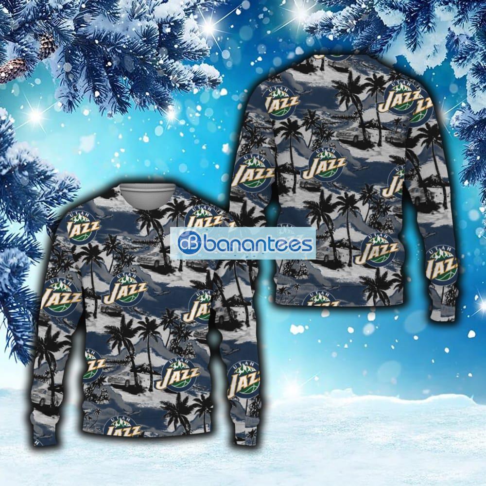 Utah Jazz Tropical Patterns Club New Trends Coconut Tree Sweater AOP Christmas Fans For Men And Women - Utah Jazz Tropical Patterns Club New Trends Coconut Tree Sweater AOP Christmas Fans For Men And Women