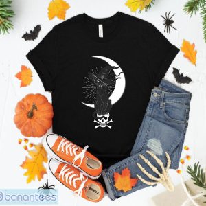 Vintage Scary Halloween Black Cat Costume Witch Hat & Moon T-Shirt Sweatshirt Hoodie Unisex Halloween Gift Product Photo 1