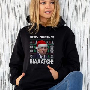 Merry Christmas Biaaatch Movie Quotes T-shirt, Michael Scott Christmas Shirt - Unisex Hoodie