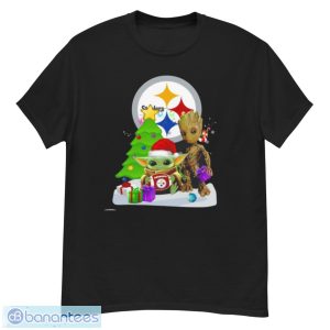 Funny Santa Bigfoot And Baby Yoda Hug Shirt - G500 Men’s Classic T-Shirt