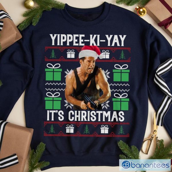 Yippee Ki-Yay It's Christmas Movie Quotes T-shirt, John McClane Ugly Xmas Sweater For Fan Product Photo 1