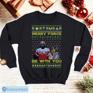 Merry Force Be With You Ugly Christmas Shirt Darth Lovers Vader Fan Shirt Star Lovers Wars Fan Movie Tshirt Product Photo 1