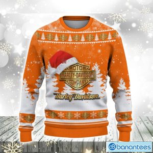 Harley-Davidson Logo Wearing Santa Hat Christmas Gift Ugly Christmas Sweater For Men And Women Gift Product Photo 2