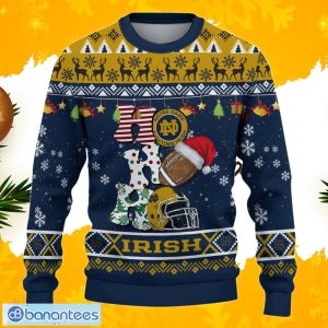 NCAA Notre Dame Fighting Irish HO HO HO Ugly Christmas Sweater Custom Name Product Photo 2