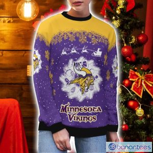 Minnesota Vikings Santa sleigh driving reindeer Pattern AOP Ugly Christmas Sweater Product Photo 3