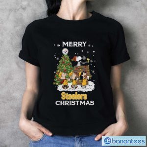 Pittsburgh Steelers Snoopy Family Christmas Shirt - Ladies T-Shirt