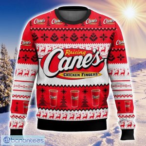 Raising Cane’s All Over Printed Ugly Christmas Sweater Trending Christmas Gift Ideas Product Photo 1