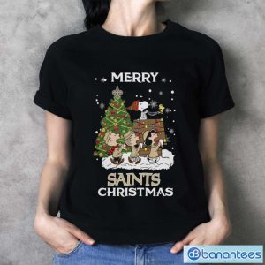 New Orleans Saints Snoopy Family Christmas Shirt - Ladies T-Shirt