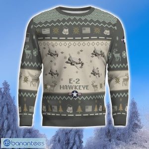 E-2 Hawkeye E2 Aircraft Ugly Christmas Sweater Aircraft Lover Gift Veteran Aircraft All Over Printed Sweater Product Photo 2