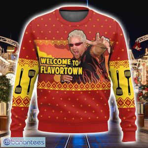 Guy Fieri Welcome To Flavortown Cute Christmas Gift Ugly Christmas Sweater Product Photo 1