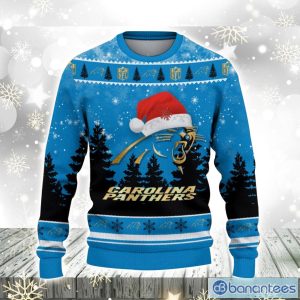 Carolina Panthers Logo Wearing Santa Hat Christmas Gift Ugly Christmas Sweater For Men And Women Gift Product Photo 2