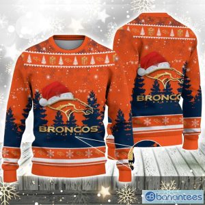 Denver Broncos Logo Wearing Santa Hat Christmas Gift Ugly Christmas Sweater For Men And Women Gift Product Photo 1