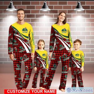 Oregon Ducks Team Pajamas Personalize Name Buffalo Plaid Christmas Pajamas Set Product Photo 1