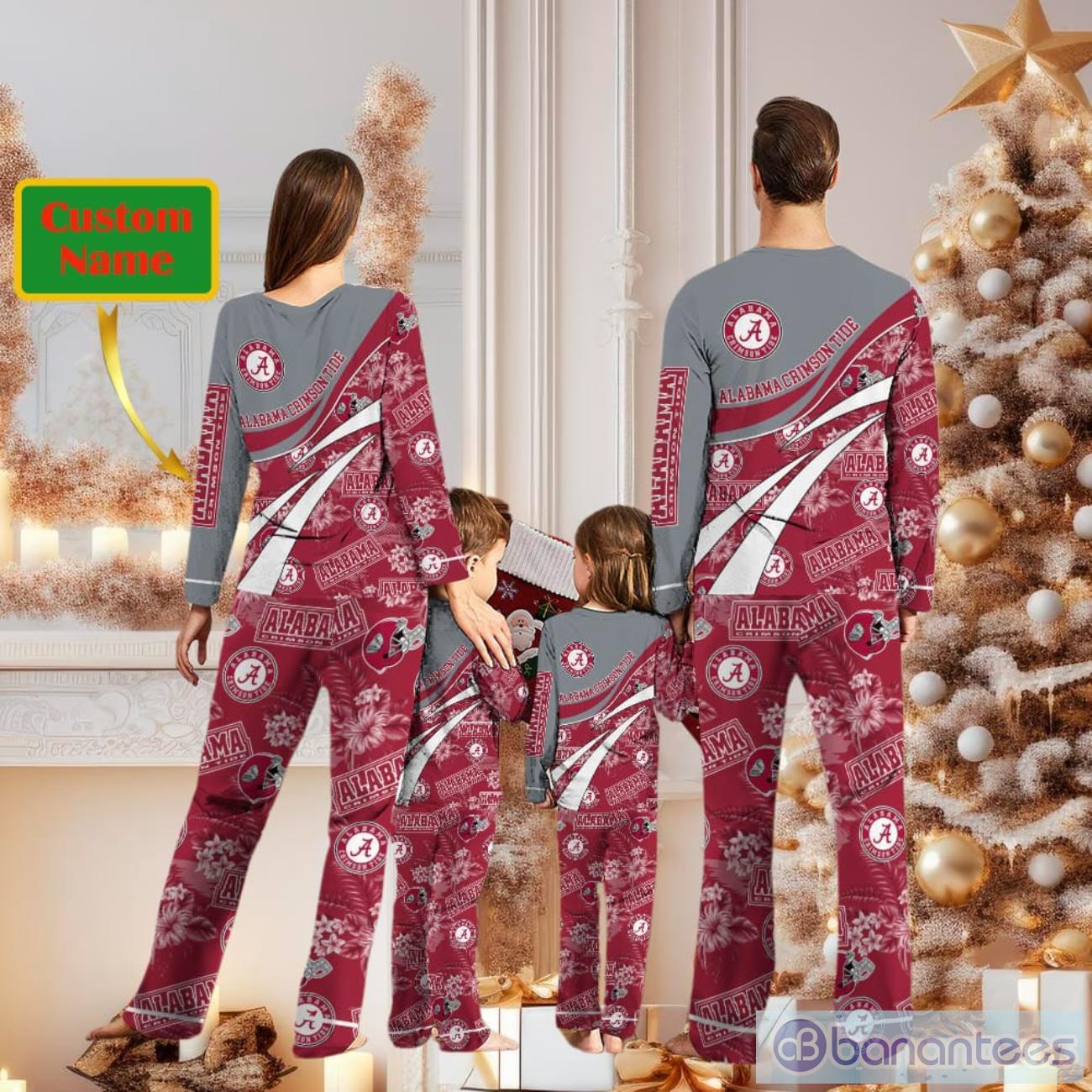 alabama crimson tide custom name christmas pajamas for fans 1 image Alabama Crimson Tide Custom Name Christmas Pajamas For Fans Product Photo 2