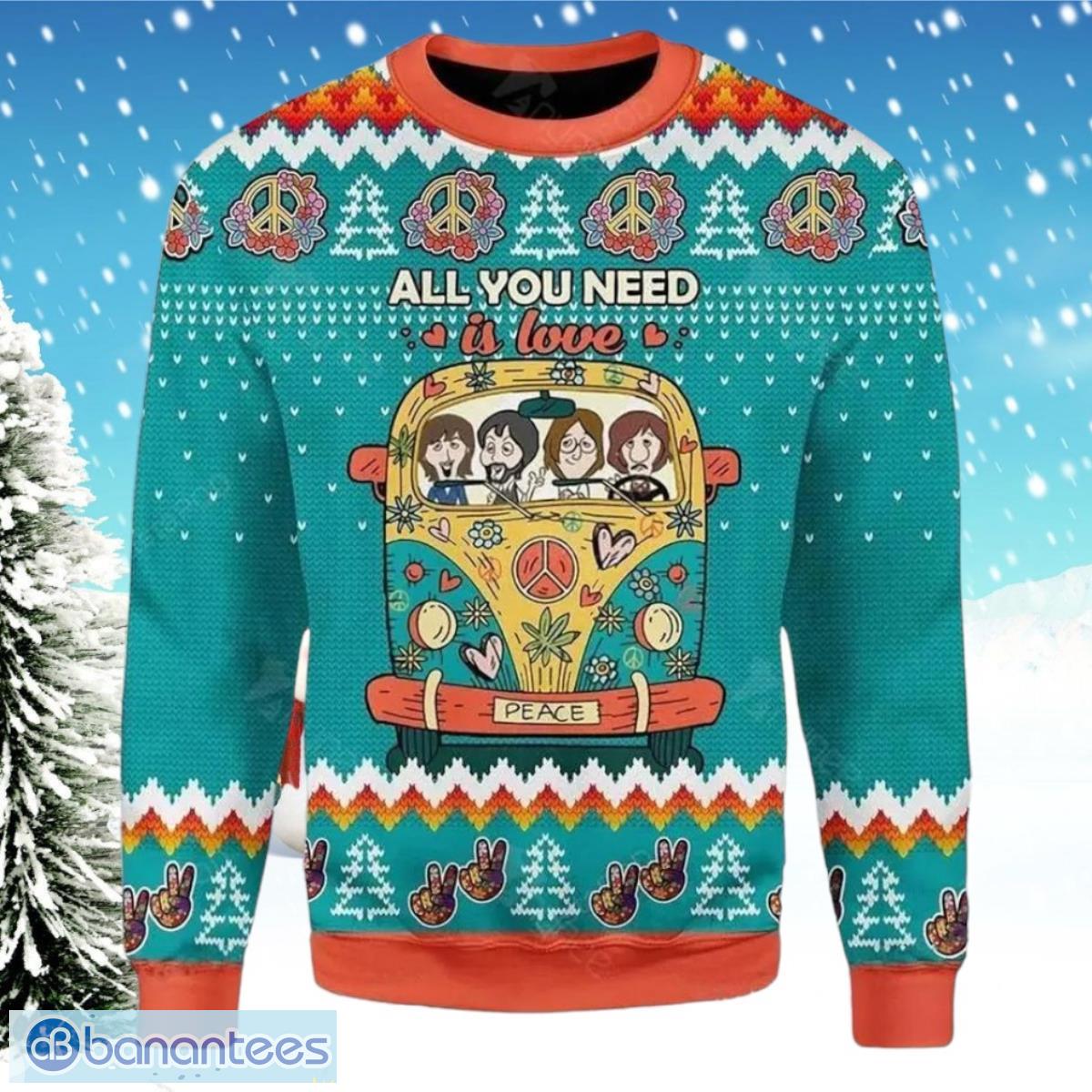 All You Need Is Love Hippie Ugly Christmas Sweater Gift For Men